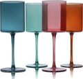 Colored Wine Glasses Set of 4-16oz Cylindrical All Purpose Wine Glass, Crystal Wine Glass Set in Gift Packaging, Great Gift for Wedding, Anniversary, Christmas, Birthday, 9’’ Tall, Long Stem