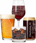 Blue Ridge Mountain Gifts - Charleston Souvenir - South Carolina Glassware Gift, Etched City Map, Laser Engraved and Dishwasher Safe