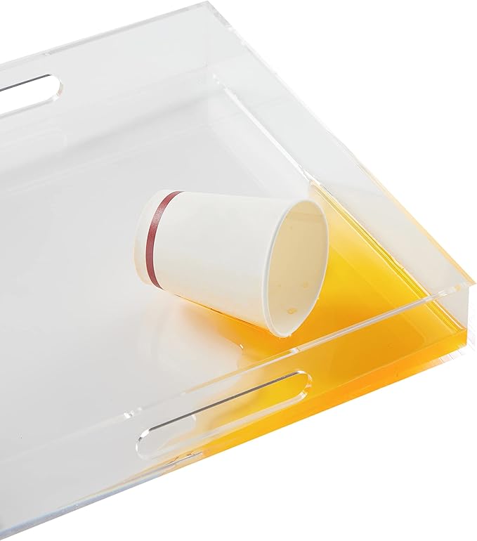 Acrylic Tray with Embedded Handle, 10x15 Inch, Clear