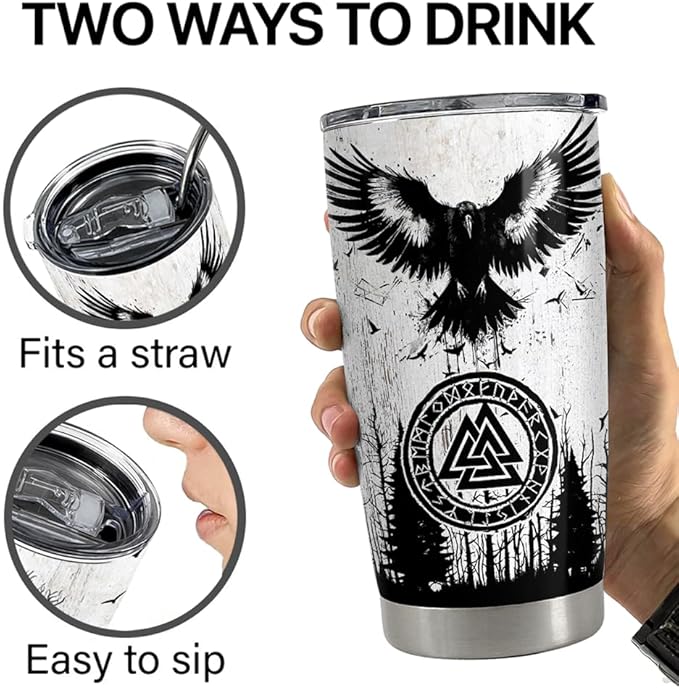 Viking Tumbler 20oz Stainless Steel Insulated Coffee Travel Mug Cup Viking Gifts for Men Husband Dad on Birthday Christmas Fathers Day
