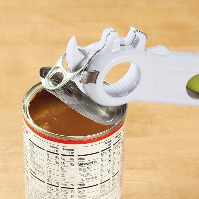 6 in 1 Can Opener, Crafted With 100% Durable Plastic and Metal, Easy Storage, Kitchen Gadgets - Measures 8" Long x 2 1/2" Wide, by Home Marketplace