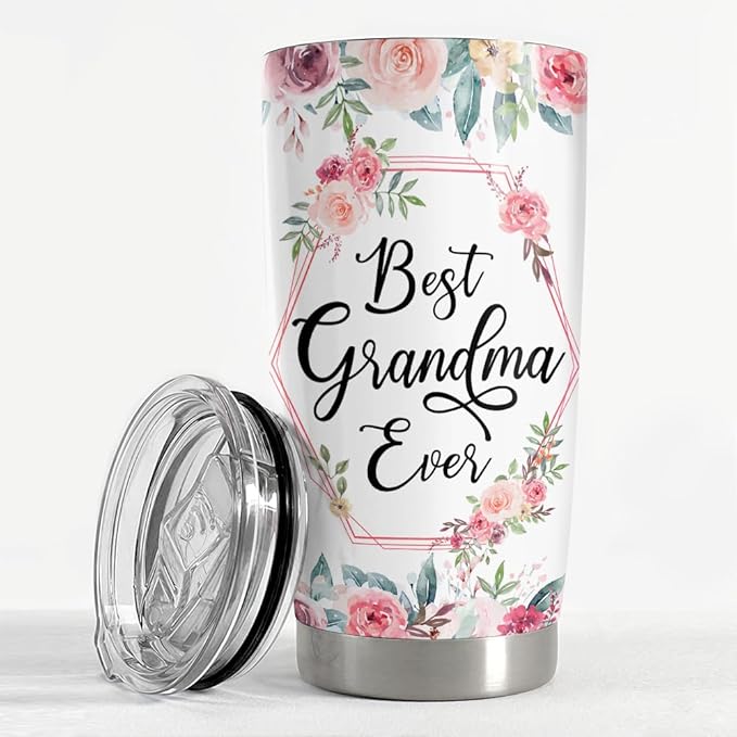 SANDJEST Grandma Tumbler 20oz Stainless Steel Insulated Tumblers Coffee Travel Mug, Grandma Gifts for Mothers Day, Birthday, Christmas