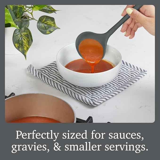 Tovolo Flex Core Small Silicone Ladle Charcoal Gray Heat Safe Silicone Soup Ladle BPA Free, Dishwasher Safe Small Kitchen Ladle with Precision Pour Lip for Serving Sauces Soups Gravies