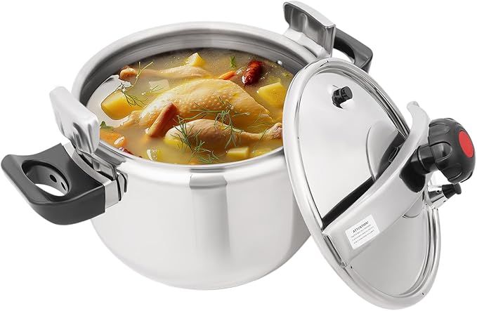 Stainless Steel Pressure Cooker, 23.3QT Induction Compatible Pressure Cooker, 60KP High Pressure Stewing Pot, Compatible with Gas & Induction Cooker