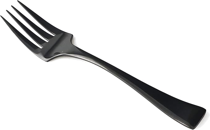 4-Pieces 18/10 Stainless Steel Big Service Fork and Spoon Flatware Set, Mirror Polishing Black