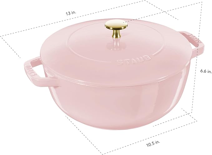 Staub Cast Iron Essential French Oven, Dutch Oven, 5-quart, serves 5-6, Made in France - Peony Pink