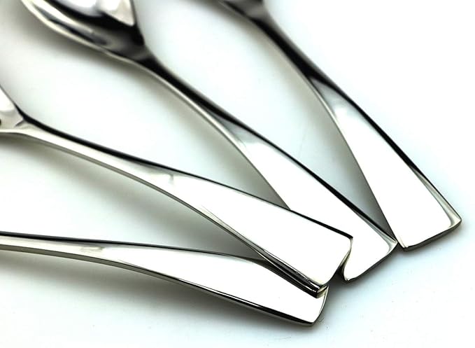 JASHII 18/10 Stainless Steel 4 Piece Mirror Polished Silver Dessert Spoon Salad Spoon Silverware Server Utensil Set 19CM