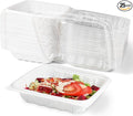 YANGRUI Takeout Containers 8 Inch 34 oz 25 Pack - Reusable Anti Fog Crystal Lid Technology Shrink Wrap To Go Box | BPA Free PP Plastic Freezer & Microwave Safe | White Restaurant Grade Food Container