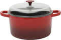 Crock Pot Artisan 7-Quart Round Enameled Cast Iron Dutch Oven With Borosilicate Glass Lid, Heavy-Duty Cookware for Baking, Roasting & Slow Cooking, Red