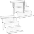 Large 2 Pack Acrylic Display Risers - 4 Tier Shelf Cupcake Stand, Clear Perfume Organizer, 12 Inch Riser Stand for Figures, Desserts & Party Decor