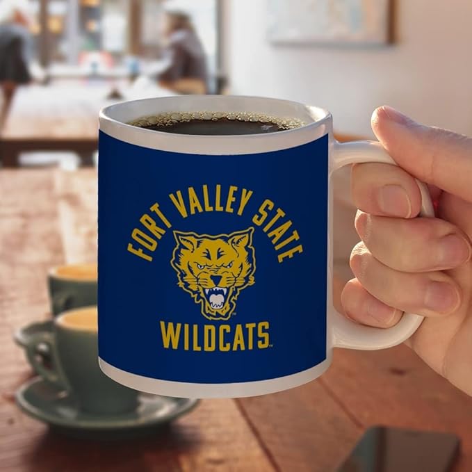Fort Valley State University Wildcats Logo Ceramic Coffee Mug, Novelty Gift Mugs for Coffee, Tea and Hot Drinks, 11oz, White