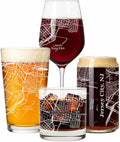 Blue Ridge Mountain Gifts - Jersey City Souvenir - New Jersey Glassware Gift, Etched City Map, Laser Engraved and Dishwasher Safe