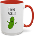 Cute Pickle Lovers Coffee Mug - I Love Pickles, Black Accent Mug, Funny Gift for Veggies Fans, Kitchen Decor, Unique Ceramic