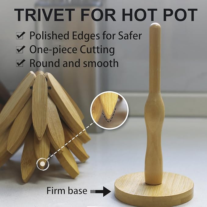 EGO LIFE Wooden Trivet Tree Set for Hot Dishes, 100% Natural Wood Trivets, Expandable Design Coasters, Foldable Tree-Sharped Placemats with 4PCS(Original Color)