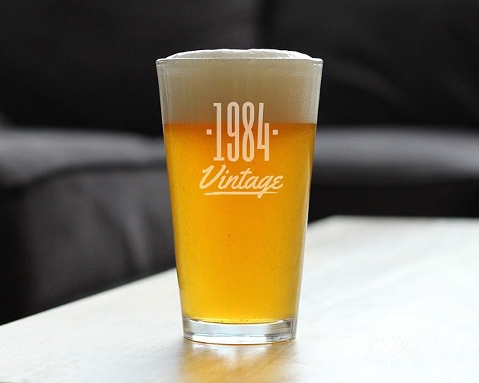 Vintage 1984 Pint Glass for Beer - 41st Birthday Gifts for Men or Women Turning 41 - Fun Bday Party Decor - 16 oz