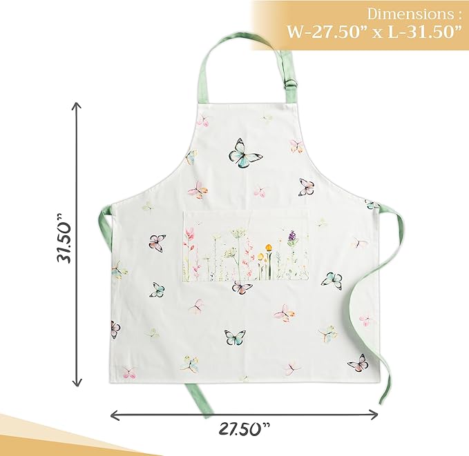 Maison d' Hermine 100% Cotton Apron for women with Pocket Kitchen Chef Apron for Men Cooking Gardening Server Waitress