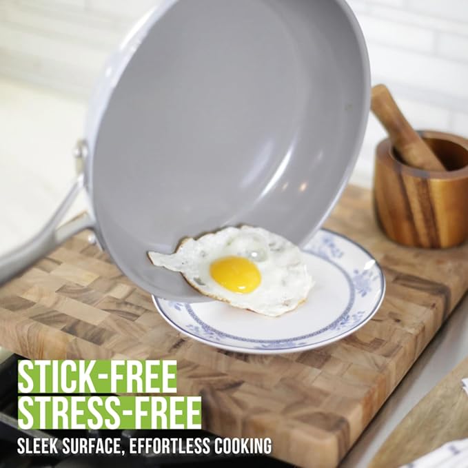 TECHEF - CeraTerra Ceramic Nonstick Frying Pan Skillet, (PTFE, PFAS, and PFOA Free), Dishwasher Oven Safe, Stainless Steel Handle, Induction-Ready, Made in Korea (12-in)