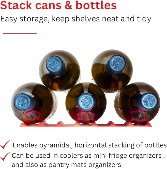 Cooks Innovations 2-Pack Drink Organizer for Fridge, Soda Can Refrigerator Organizers and Storage, Beer-Wine-Water Bottle Holder, Fridge Monkey - Durable Non-Slip&Roll
