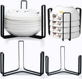 Dinnerware Bowl Plate Holder Fit for 6.5 Inches Diameters Bowl, Metal Bowl Storage Dying Display Rack for Kitchen Drawer, Countertop, Cabinet, Shelf, Cupboard (Black, Small 2PCS+Large 2PCS)