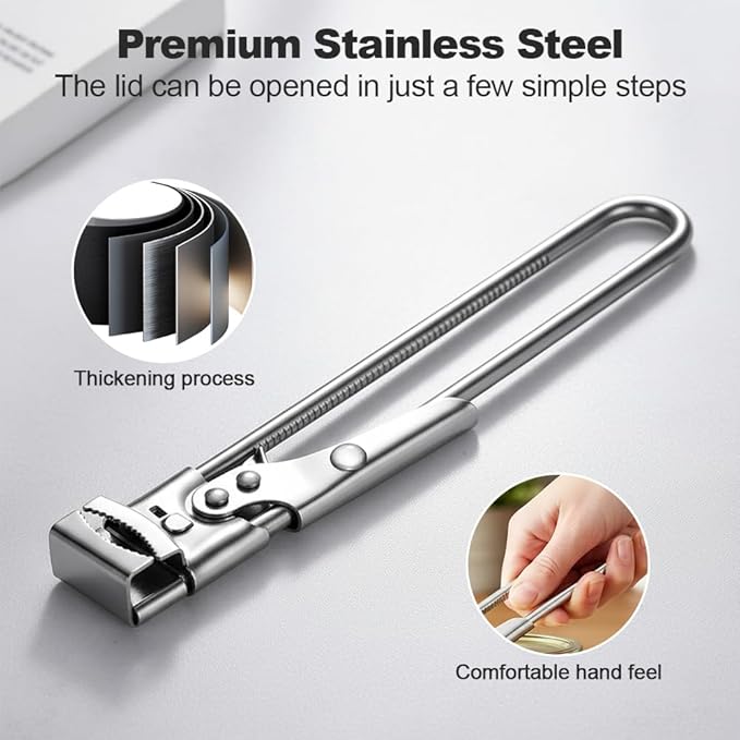 Adjustable Stainless Steel Jar Opener, Gripper Tight Lid Opener, 2025 New Handy Rubber Bottle Jar Opener for Weak Hands, Jar Openers Rated for Seniors, Kitchen Gadgets (2pc, 19.5cm/7.68inch)