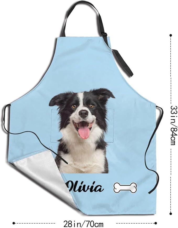 Custom Face Apron for Men Women, Personalized Photo Apron with Pockets, Customized Kitchen Aprons