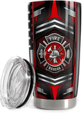 SANDJEST Firefighter Tumbler 20oz Stainless Steel Insulated Travel Mug Cup for Fireman Dad Husband Firefighters Gifts for Birthday Christmas Fathers Day