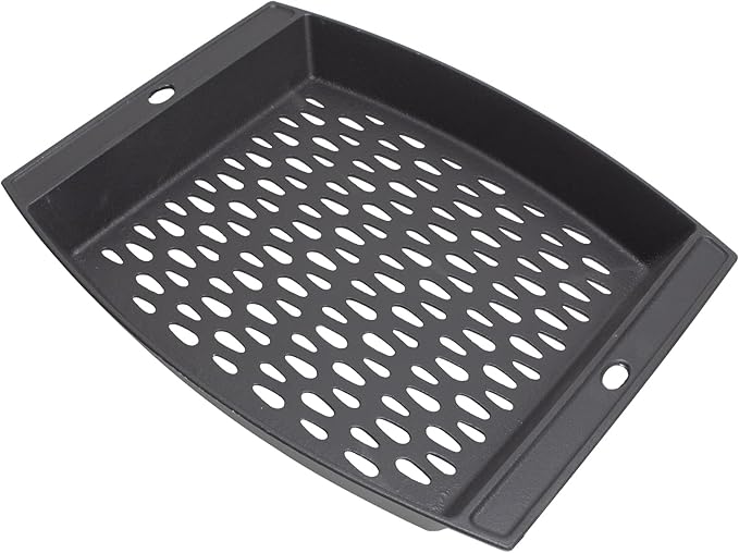 15"x12" Cast Iron Grill Basket for Outdoor Grills, Fish Veggie Grill Pan Tray, BBQ Grilling Pans Tray for Weber, Napoleon, Char-Broil, Royal Gourmet and Most Charcoal Smoker & Gas Grill