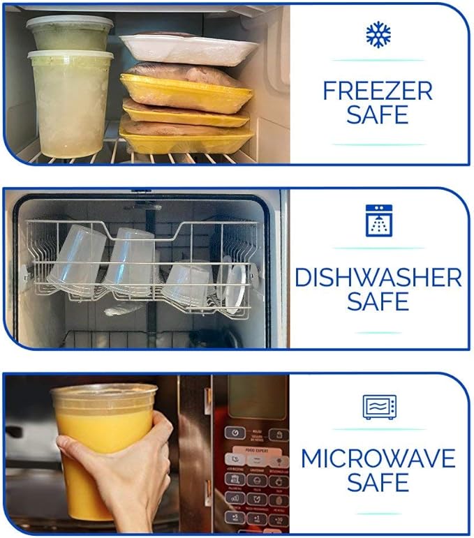 Healthy Packers 16oz Food Storage & Soup Containers with Airtight Lids - Clear Plastic Deli Cups - Great for Your Slime Kit - BPA Free | Leakproof - Microwaveable - Reusable & Freezer Safe (24 pack)