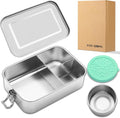 Stainless Steel Bento Lunch Box 1200ML,3 Compartment Metal Bento Lunch Boxes with 100ml Leak-proof Condiment Container,Metal Food Storage for Work Adults