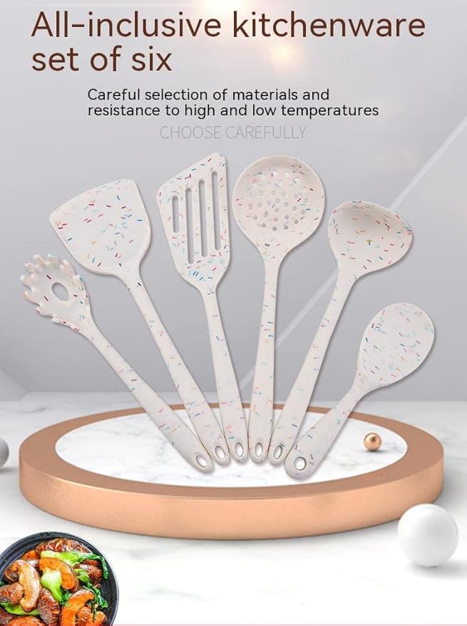 6 Pcs Silicone Kitchen Utensils Set, Silicone Cooking Utensils, Heat Resistant Kitchen Cooking Utensils Set,High Heat Resistant to 480°F, Hygienic One Piece Design, (Grey)