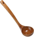 Wooden Ladle, 11" Long Handle Soup Ladle Spoon Large Kitchen Wooden Scoop Deep Teak Wood Spoon Utensil for Cooking Serving Cookware, Sustainable Natural Texture