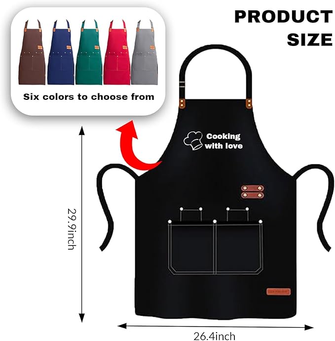 Custom Apron Personalized With Text Logo, Waterproof Adjustable Apron With Pockets For Cooking, Grilling, Bbq
