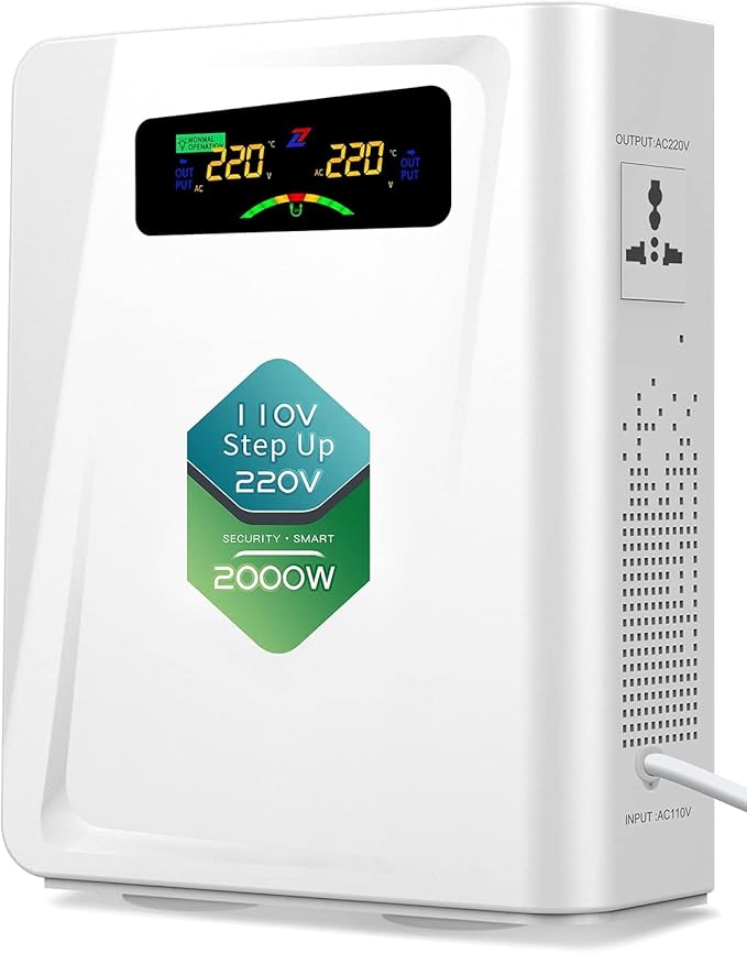 Step Up Transformer 110v to 220v 2000w Voltage Converter, 120v to 240v, No Noise,Suit for Juicer, Chocolate Machine and Other Appliances ，Using 220V Asia Euro Appliance in US