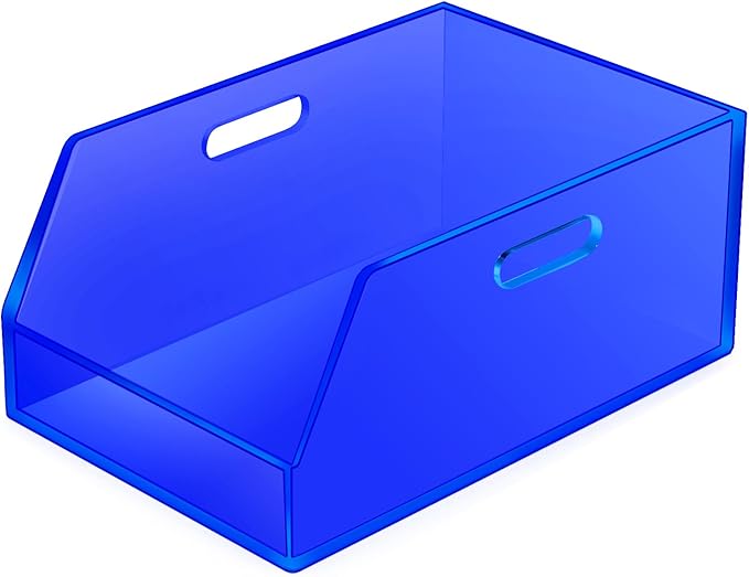 Gelite Stackable Storage Bin Organizer with Handles Acrylic Storage Container for Toy Pantry Kitchen Cabinet Bathroom Closet Office Organization, 11.4x7.5x5.1'', Navy Blue