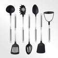TJ POP Kitchen Utensils Set 7 Pcs, Premium Stainless Steel Heat Resistant Cooking Utensils Sets, Kitchen Gadgets Accessories Tools for Non-stick Cookware (BPA Free)