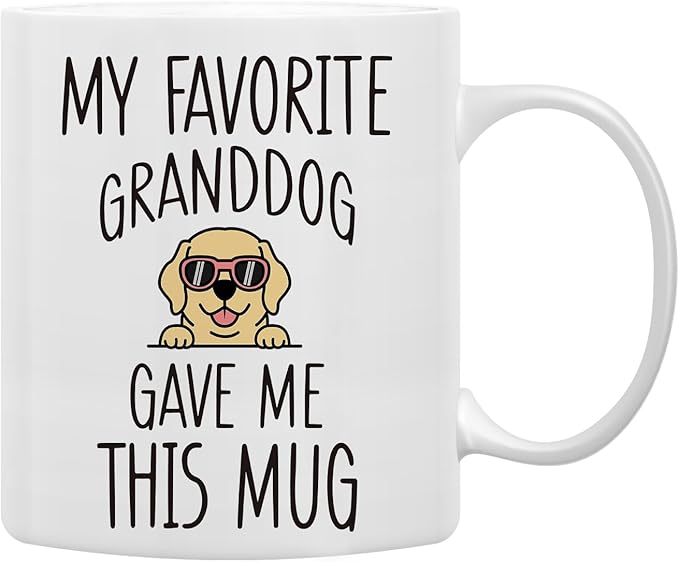 QASHWEY Labrador Retriever Dog Grandma Gifts Mug, Funny Labrador Retriever Dog Lover Owner Coffee Mug Tea Cup Gifts for Grandma Grandpa, My Favorite Granddog Gave Me This Mug Coffee Cups Ceramic 11oz