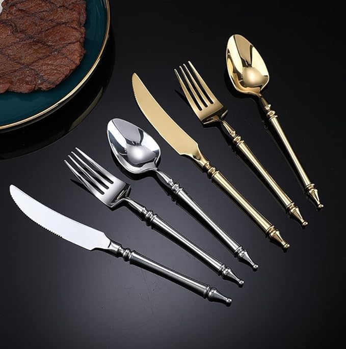Silverware Set for 6 Modern 30 Piece Flatware Cutlery Utensils Set Durable 18/10 Stainless Steel Include Knives Forks and Spoons Tableware Set for Home Kitchen Wedding Mirror Polished