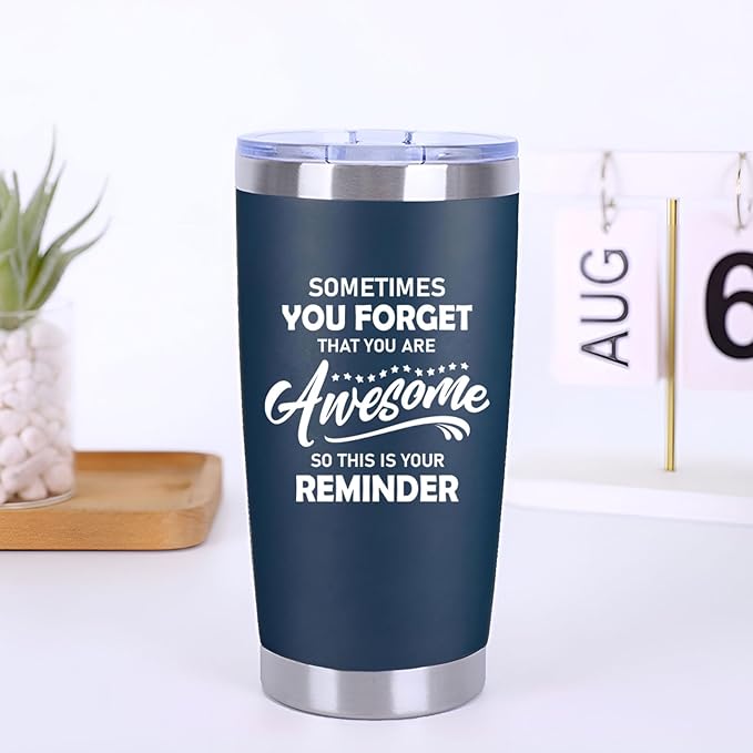 Christmas Gifts for Men - Sometimes You Forget You're Awesome Tumbler Cup - Inspirational Gifts for Men Dad Him Boyfriend - 20 oz Navy Blue