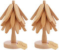 Wooden Trivets Tree for Hot Dishes, 2 Sets Natural Wood Coaster for Hot Pots and Pans, Christmas Tree-Shaped Stackling Trivets with Organizer, 8 Inch Decorative Wooden Hot Pads, 6PCS Light Wood