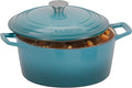 Bakken Enameled Cast Iron Dutch Oven Pot, 6QT Dutch Oven for Bread Baking, Braising & Roasting, Kitchen & Campfire Cooking, Moisture-Locking Lid, Oven Safe Up To 500°F, Works on All Cooktops, Teal