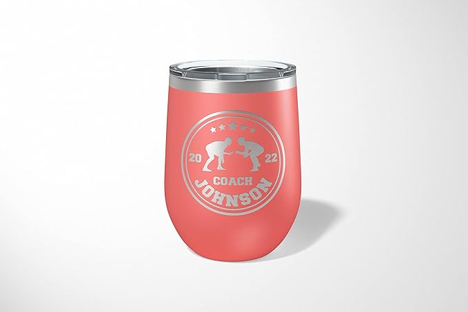 Wrestling Coach gifts, Tumbler, Coach tumbler, Wrestling gifts, Coach Beer glass, Coach gift, Wrestling Coach, Coach gifts, Wrestling Coach (Wrestling Circle, Coral, 12oz Wine Tumbler)