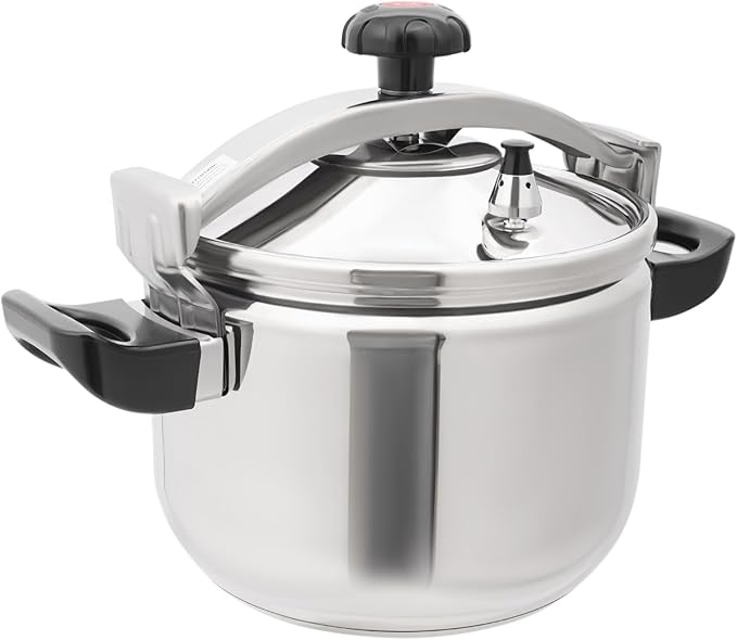 22L Pressure Cooker,60Kpa High Pressure Stovetop Cooker with 3-Layer Composite Bottom, 201 Stainless Steel Pressure Canner with Double Valves for Commercial & Home Use (22L/23.25 Qt)