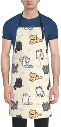 Cute Cat Apron Adjustable with 2 Pockets Cooking Kitchen Aprons for Men Women Outdoors Baking Chef Apron