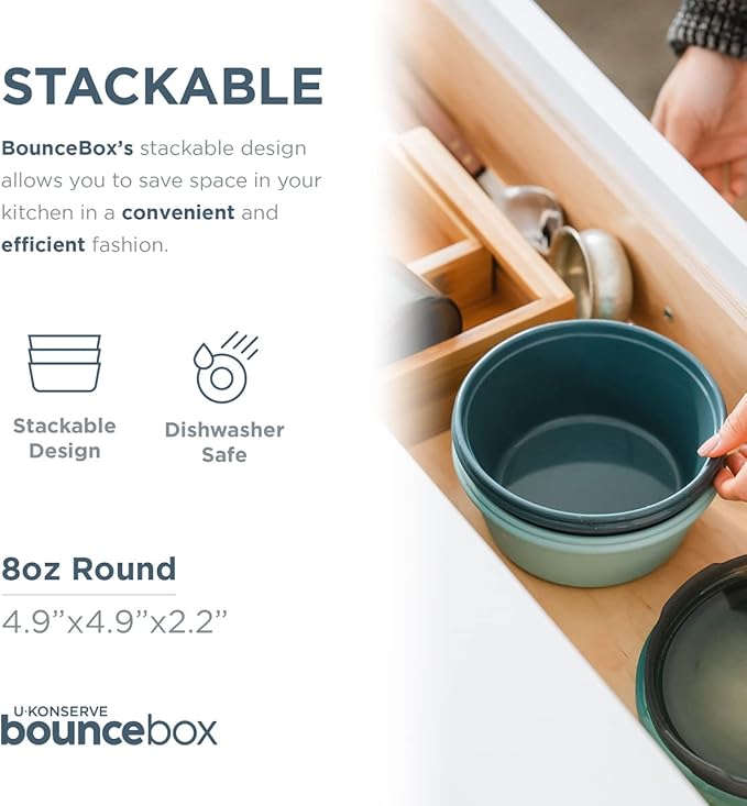 U Konserve Platinum Silicone Food Storage Bento Box Dual Seal Container - Leak Proof, Shatter Proof, Dishwasher Safe, Plastic Free - 20oz (Seafoam)