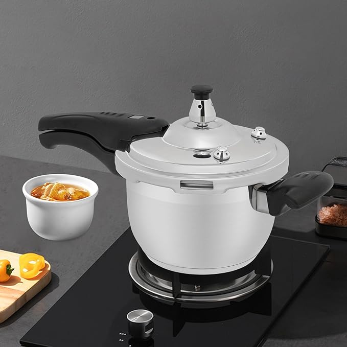 Stainless Steel Pressure Cooker Small Pressure Pot 80Kpa High Security Pressure Canner with Handle for Home Restaurants (2L/2.11Qt)