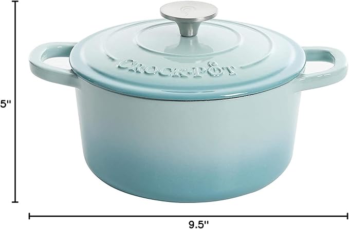 Crock-Pot Artisan Round Enameled Cast Iron Dutch Oven, 5-Quart, Aqua