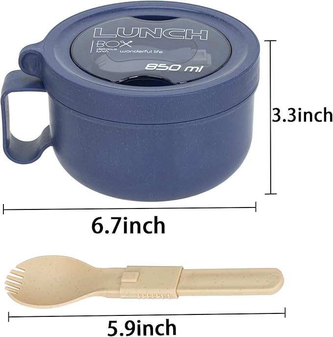 2 Pack Soup Bowl with Handles, Microwave Ramen Bowl with Lid for Soup and Instant Noodles,Oatmeal, Gumbo, Salad,BPA Free