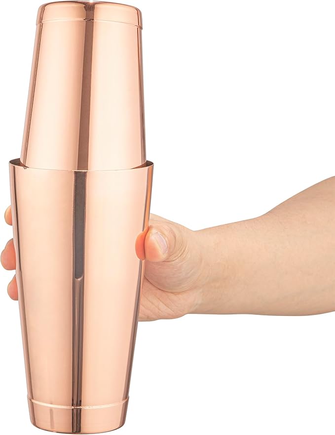 Restaurantware Bar Lux 24 Ounce Boston Shaker 1 Copper-Plated Cocktail Shaker - Weighted Bottom No Leak Stainless Steel Martini Drink Mixer Essential Bar Tool For Home Use Or Bartenders