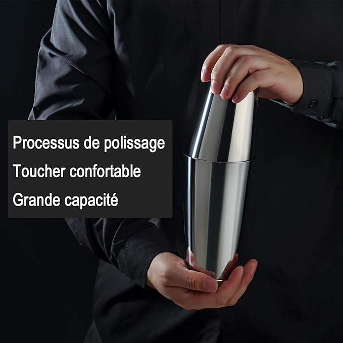 WOTOR Boston Cocktail Shaker Set, 18 oz & 28 oz Stainless Steel Weighted Shaker Tins, Metal Martini Shaker Drink Mixer for Bartending, professional Bar Tools for Bartender