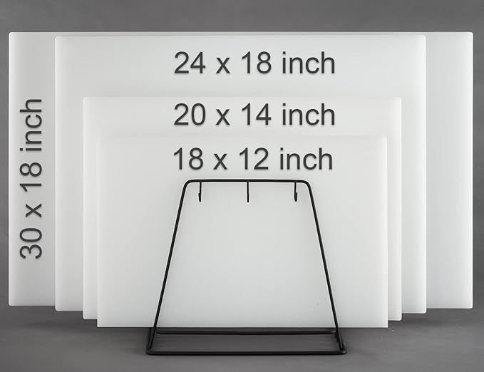 CURTA 2-Pack Cutting Boards for Kitchen, 18" x 12" x 0.5" White Color Coded Plastic Chopping Board with Anti Slip Surface Dishwasher Safe